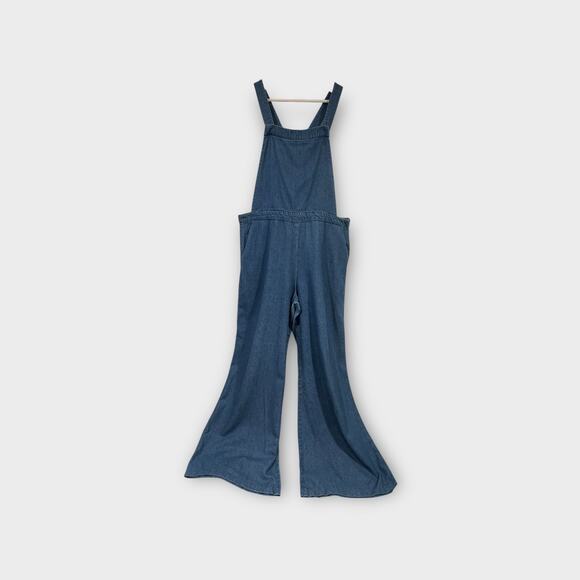 Women’s Boho Bib Chambray Cotton Wide-Leg Overalls Jumpsuit XL - Picture 3 of 9